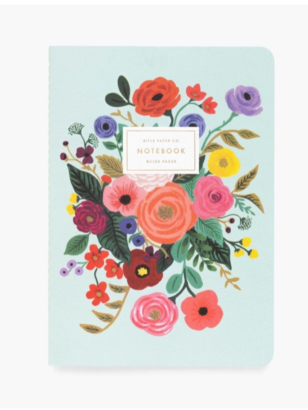 Rifle Paper Co. Mint Floral Notebook with Pink and Coral Blooms